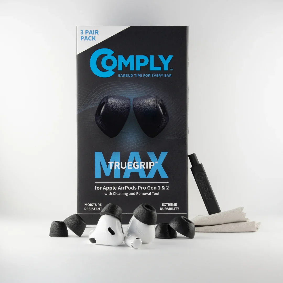 Comply TrueGrip MAX Memory Foam Ear Tips for Apple AirPods Pro Gen 1 & 2 Medium 3 pair pack